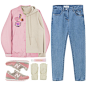 A fashion look from December 2015 featuring pullover hoodie, blue jeans and pink shoes. Browse and shop related looks.