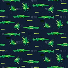可爱的,鳄鱼,式样,绿色,蓝色,小山羊,华丽的,暗色,纺织品,动物