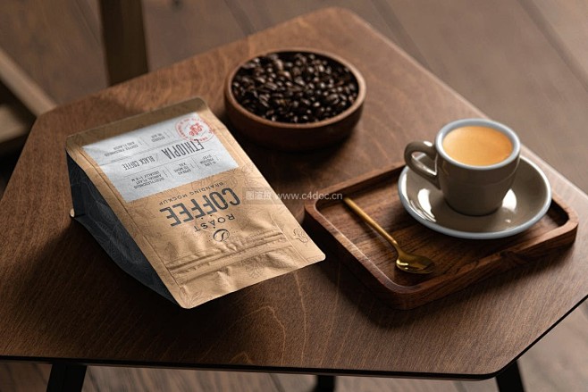 高端咖啡袋咖啡品牌VI包装设计推广样机场...