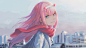 Anime 2046x1151 anime anime girls Zero Two Zero Two (Darling in the FranXX) Darling in the FranXX pink hair white skin fan art