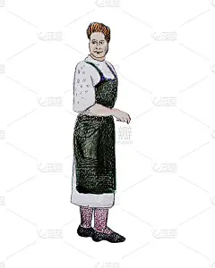 快乐的家庭主妇，手绘插画