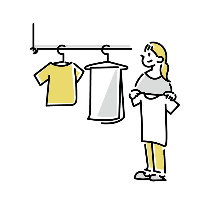 一个女人晾衣服的插图