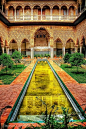 Courtyard in the Alcazar, Seville, Spain | See more Amazing Snapz