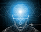 Waves traveling across wire frame of man's brain (Digitally Generated)_创意图片