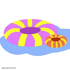 夏季条纹游泳圈插画图片png免抠元素卡通手绘背景装饰免扣图片