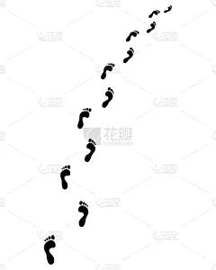 脚印,小路,环境,模板,一对,白色,分离着色,赤脚,剪影,跑