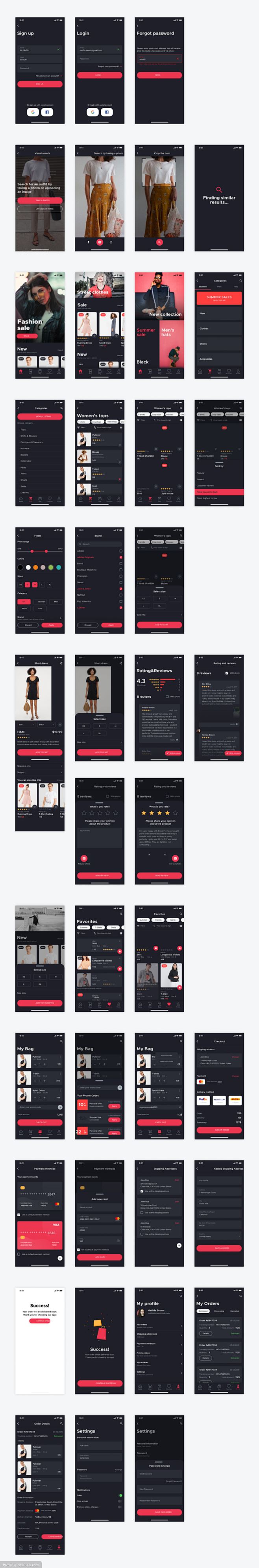 深色主题成套电商app ui .fig素...