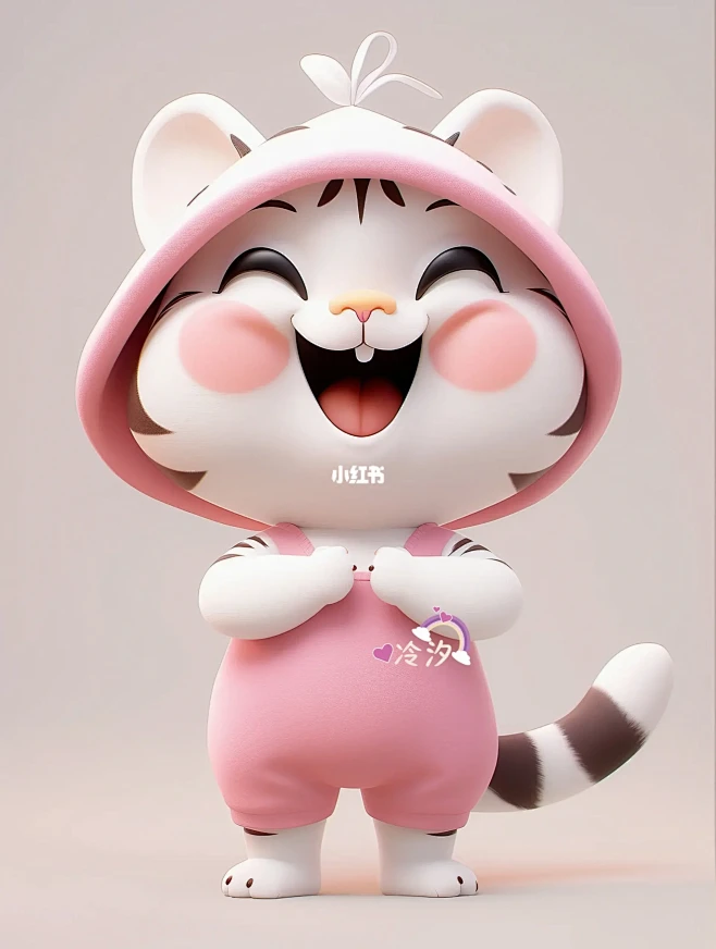 卡通粉色老虎