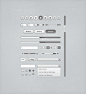 灰色基础界面元素PSD素材，素材格式：PSD，素材关键词：按钮,播放按钮,PSD素材,原件,音量控制,滚动条,基础界面,下拉菜单