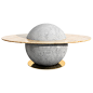 Astral Coffee Table Marc Ange with Concrete Base and Oval Rose Marble Top For Sale at 1stdibs