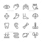 设置行人体器官——人造物体对象的图标Set Line Icons of Human Organs - Man-made objects Objects解剖学、身体、大脑,设计师,耳朵,脚,头发,手,心,人类,图标,说明,内部、肠、肾、腿,线,肝、肺、医疗、医学、器官,轮廓,棕榈,胰腺,集,脊椎,胃,象征,肌腱 anatomy, body, brain, designer, ear, foot, hair, hand, heart, human, icon, illustration, internal, 