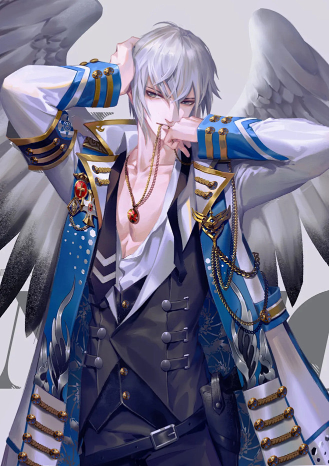 78阴阳师手游军装动漫美少年二次元同人手绘插画漫画