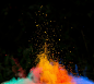 彩色粉末、粉尘、尘土、颗粒烟雾、喷溅、撞击视觉JPG素材 (1)