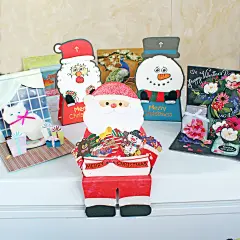 日本订单 桌摆立体贺卡创意拉伸留言圣诞老人立体3D万能卡片-淘宝网