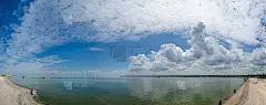 壁纸，美丽的夏天，温暖，巨大的天空，云，海滩，亚速海全景