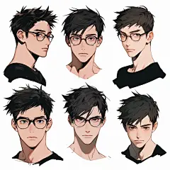 AI动漫男生头像表情插画素材 日系二次元人物临摹图 游戏角色设定-淘宝网