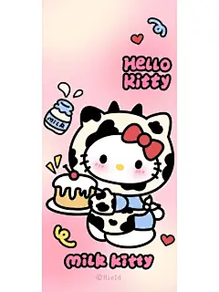 可爱奶牛纹kt猫✨｜自制插画壁纸分享 - 小红书
