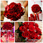 【红色元素系列之婚礼花艺】鲜艳的红色玫瑰看起来总是能流露出浓浓的爱意，只是那抹娇艳欲滴的红色就能很容易叫人难以忘怀！#深圳婚礼策划##婚礼花艺#