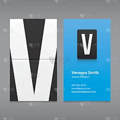 名片上有字母标志，字母V