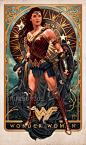 WONDER WOMAN, RUIZ BURGOS : Gal Gadot as Wonder Woman in my tribute to Alfons Mucha's inspiring posters. I hope you like it!!