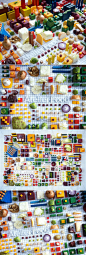 【创意/艺术】瑞典艺术家Petter Johansson为食物实验室Atelier Food创作的作品，将各种食物，肉类、蔬菜、面包等切块整齐的摆放在坐标纸上，构建出一座“食物城市”，官方网站：http://t.cn/zTvoZ5P。