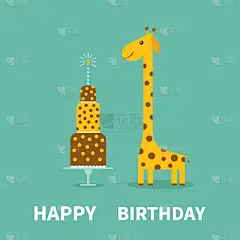 可爱的,蛋糕,生日,蜡烛,斑点,长颈鹿,颈,长发,动画片,火