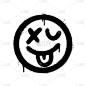 在白色背景上喷上可怕的病脸表情符号。矢量插图。