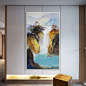手绘山水油画走廊过道玄关装饰画竖版抽象风景画手工大幅壁画订制-淘宝网