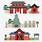 卡通扁平化中国日本传统古代建筑古镇风景AI矢量设计素材 (7)