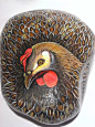 Original Hand Painted Hen Stone / Fine Rock Art / Farm Animal painting / Indoor decor / Yard Ornament / Door stop / Great  Gifts on etsy
