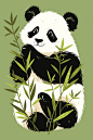 熊猫和竹子插图图片