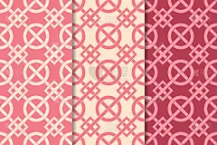 一套几何装饰。樱桃红无缝图案