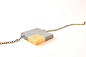 Square Concrete Necklace with gold square leafing, Architectural Necklace / Industrial Necklace/ Concrete Jewelry : Make a bold choice with this concrete necklace with a corner in gold leafing. The shapes and proportions are inspired by the striking use o