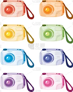 反差,数码相机,创造力,黄色,红色,粉色,紫色,相机,布置,设计