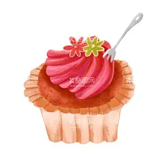 插画蛋糕  - 源文件下载【酷图网】插画,蛋糕,食物,插画简约,简笔画,叉子,小花,甜点,