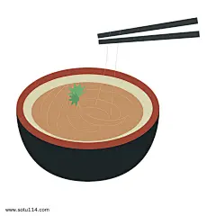 灰色圆弧碗装的粥卡通插画