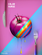 彩色渐变几何图案创意水果蛋糕冰激凌马卡龙餐饮美食海报PSD素材