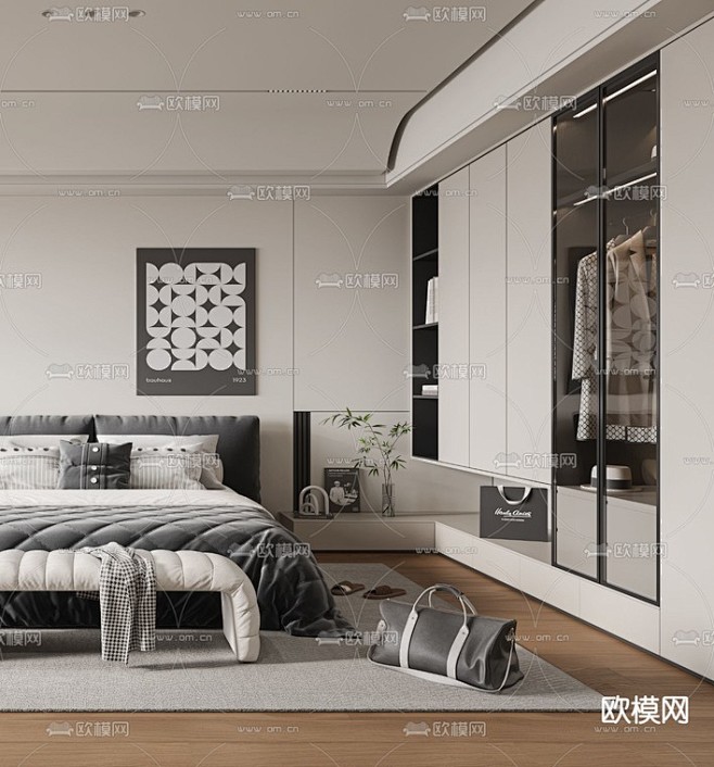 现代卧室 主卧3d模型