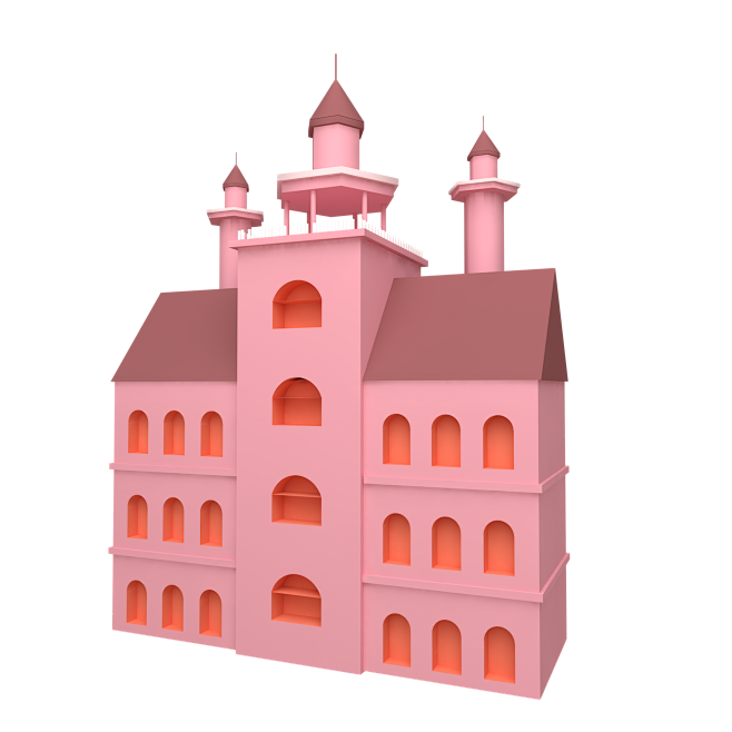 c4d 粉色教堂 建筑 学校 居民楼. ...