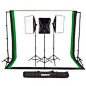 - Main/Key light, fill light, and hair or backlight for a complete portrait set up with backdrops. - 15 x 45 Watts total for 675W CFL draw equivalent to 3000W incandescent output - Softboxes diffuse t