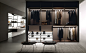 Highly flexible modular walk in closet system: Antibes by Boffi : Antibes single-sided wardrobes are single-sided wardrobe system with solid structure and sides, available in different finishes, materials and variety of internal solutions.