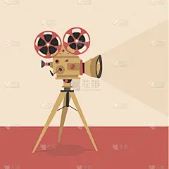 复古电影放映机海报。卡通矢量插图。电影电影