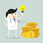 金融的概念。医生:用想法赚钱。