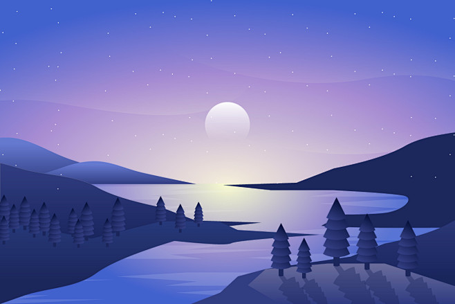 扁平风景插画
