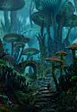 General 1920x2779 artwork landscape forest mushroom fantasy art digital turquoise