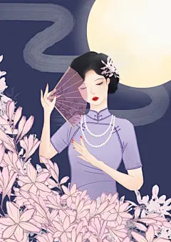 民国风女子插画_杏子石榴酒__插画师作品_涂鸦王国gracg.com