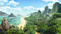Tropical island, Igor Golyuk : Set of digital illustration for a game "Bounty - Amulet of Dragon"