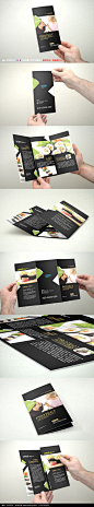健康可口韩国寿司三折页设计模板图片