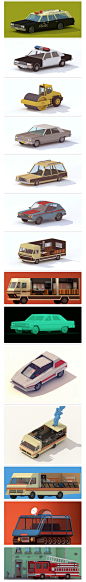 Carsvehicles. Low poly. Michiel van den Berg: 