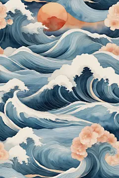 古典水纹海浪波浪底纹底图背景图